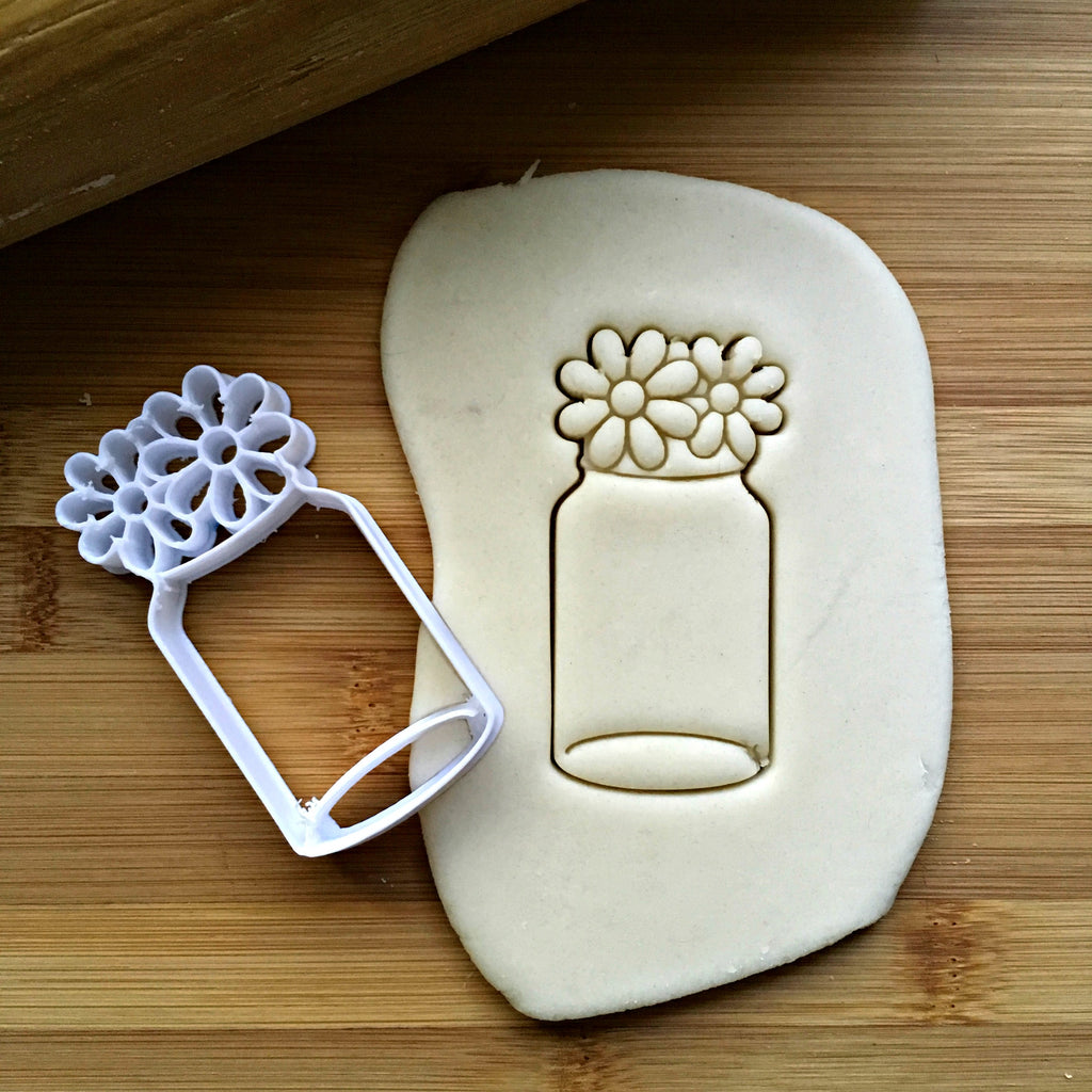 Mason Jar with Flowers Cookie Cutter/Dishwasher Safe