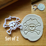 Set of 2 Skull and Cross Bones Cookie Cutters/Dishwasher Safe