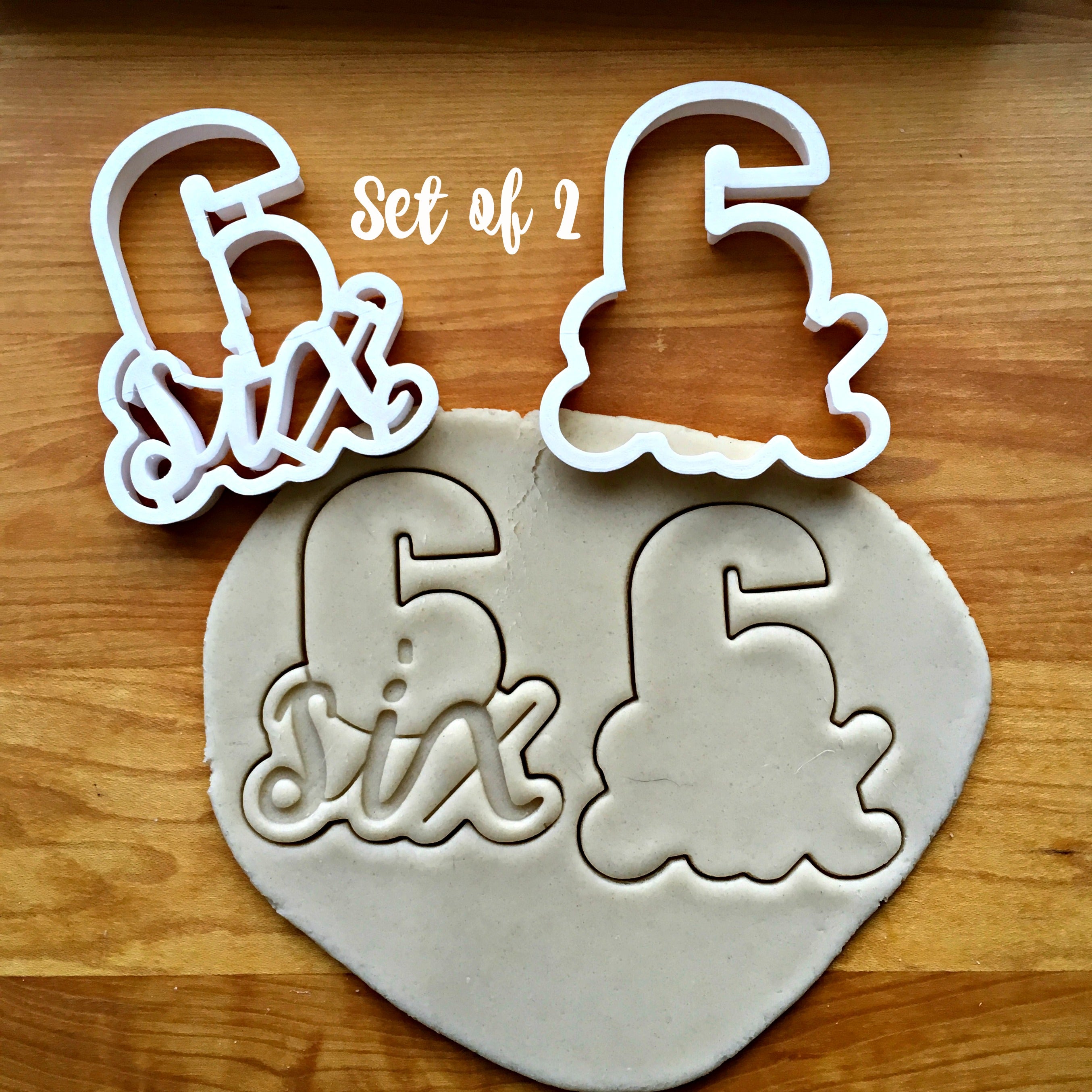 Set of 2 Lettered Number 6 Cookie Cutters/Dishwasher Safe