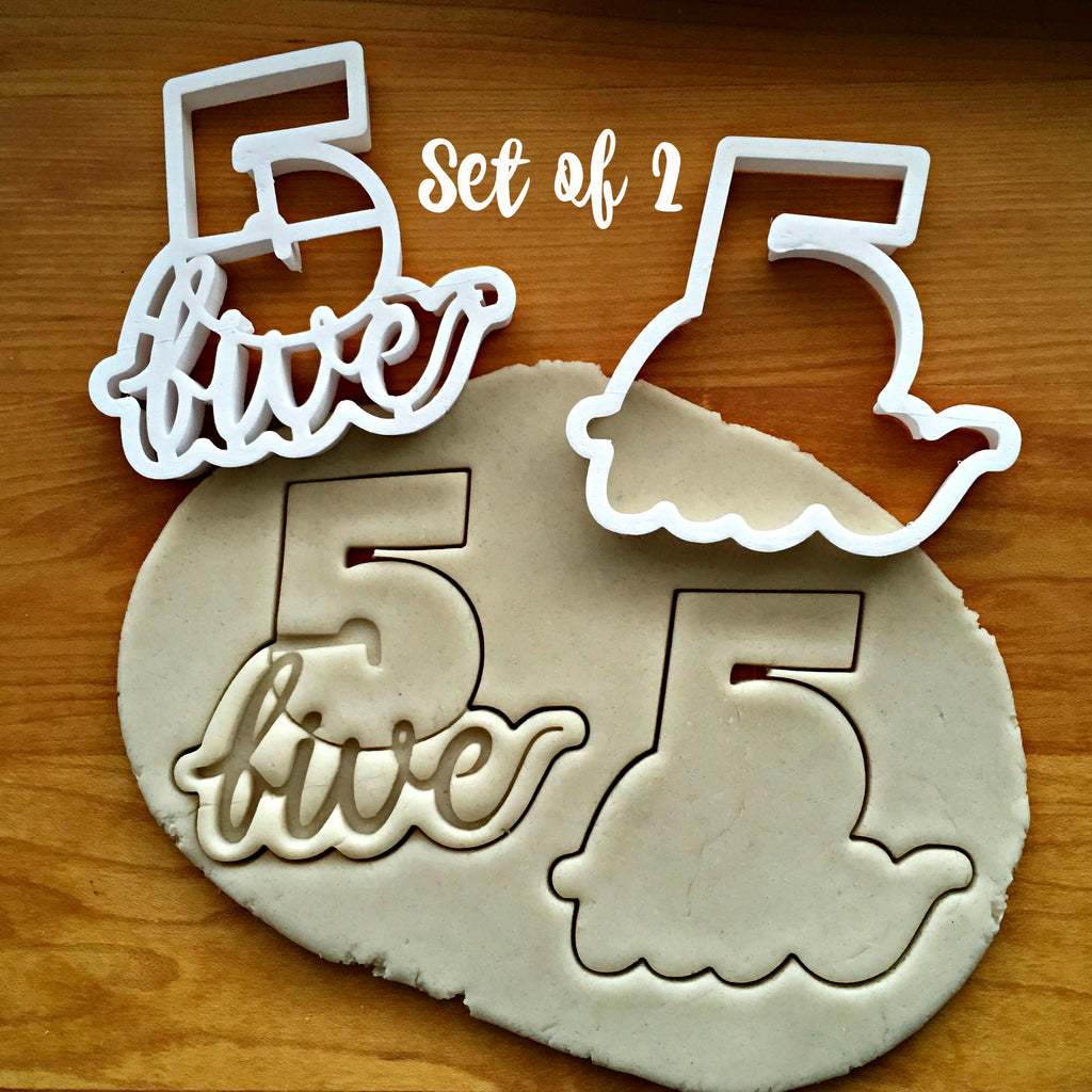 Set of 2 Lettered Number 5 Cookie Cutters/Dishwasher Safe