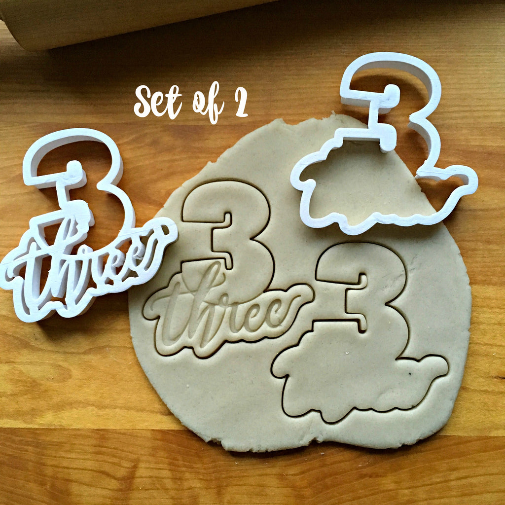 Set of 2 Lettered Number 3 Cookie Cutters/Dishwasher Safe