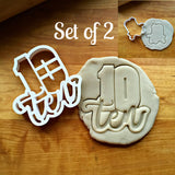 Set of 2 Lettered Number 10 Cookie Cutters/Dishwasher Safe