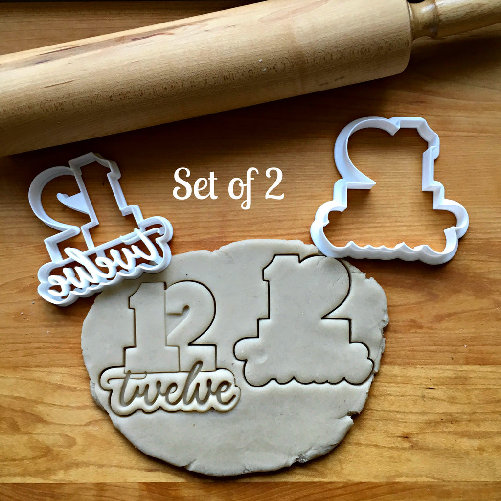 Set of 2 Lettered Number 12 Cookie Cutters/Dishwasher Safe