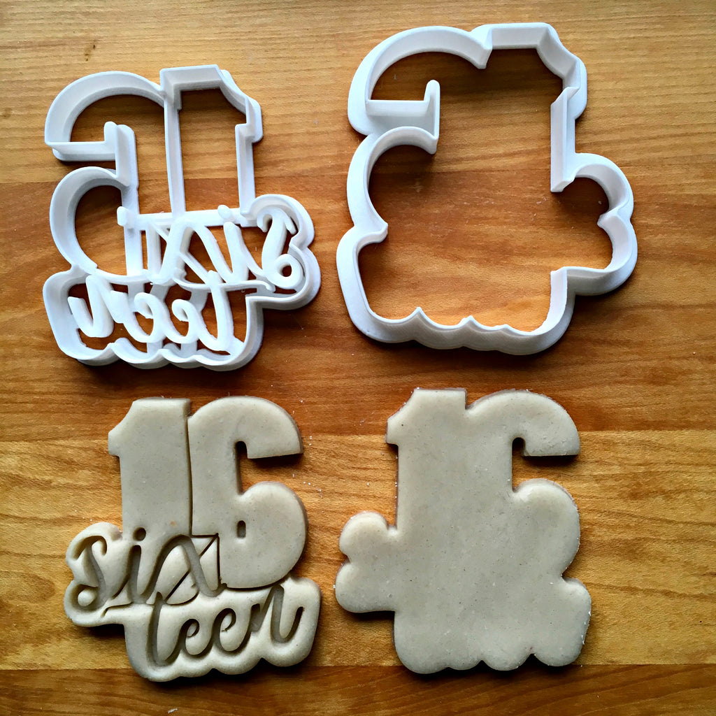 Set of 2 Lettered Number 16 Cookie Cutters/Dishwasher Safe