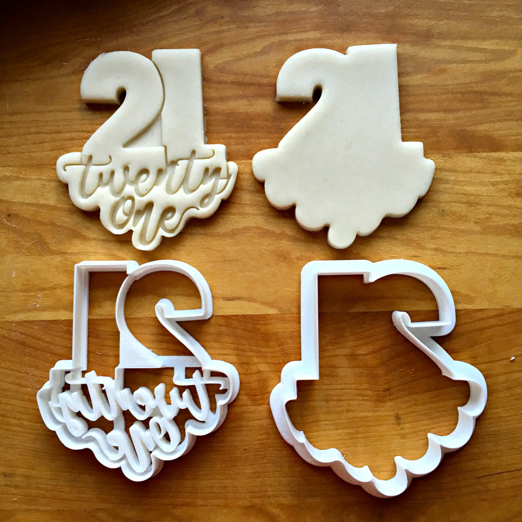 Set of 2 Lettered Number 21 Cookie Cutters/Dishwasher Safe