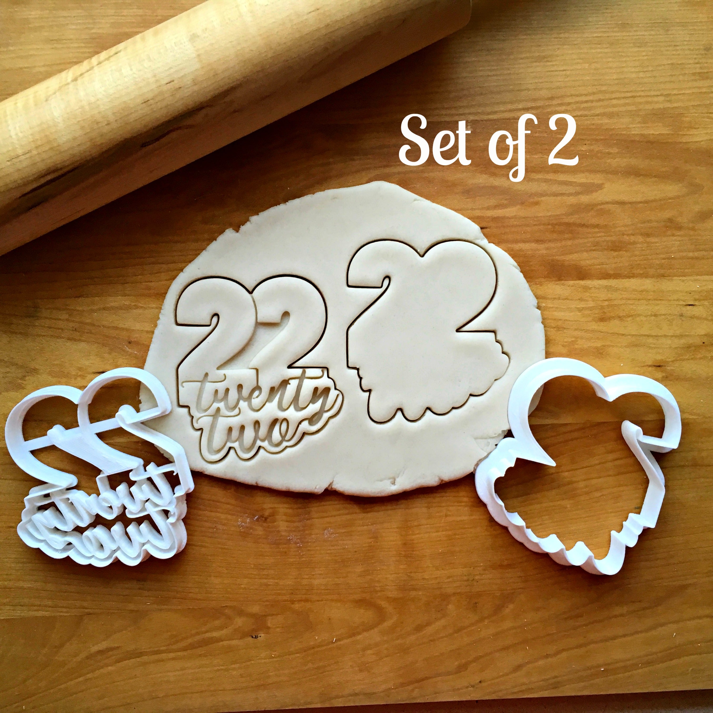 Set of 2 Lettered Number 22 Cookie Cutters/Dishwasher Safe