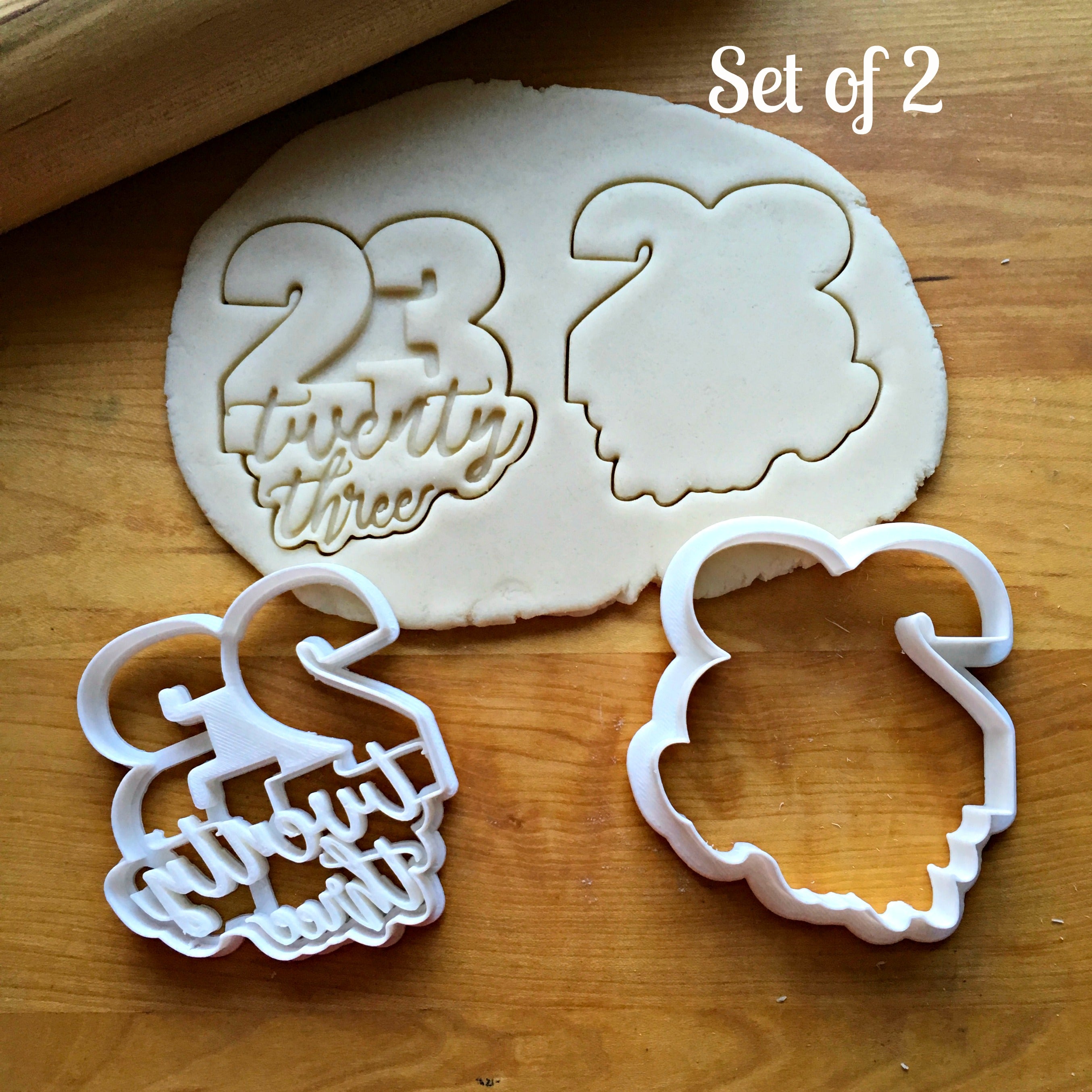 Set of 2 Lettered Number 23 Cookie Cutters/Dishwasher Safe