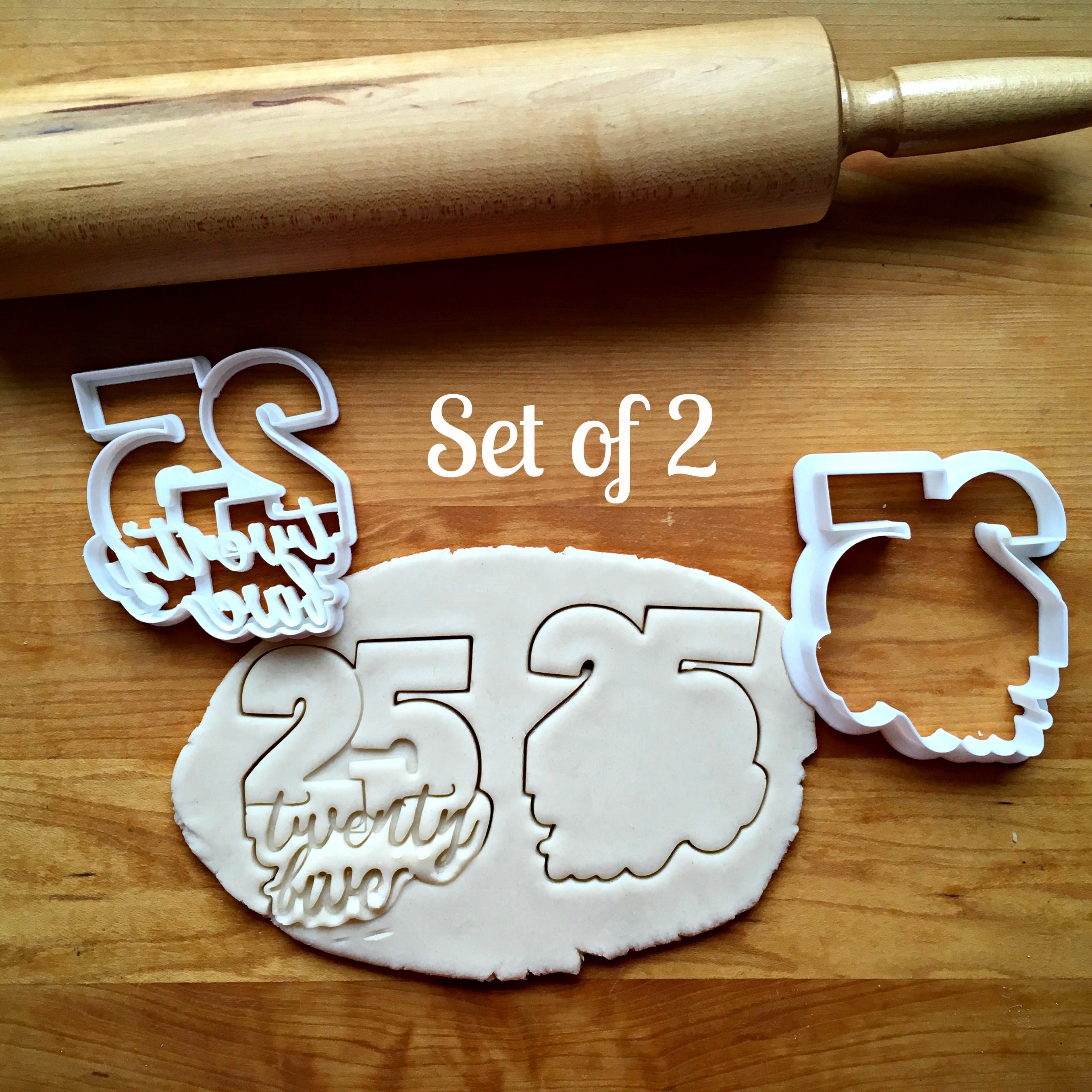 Set of 2 Lettered Number 25 Cookie Cutters/Dishwasher Safe