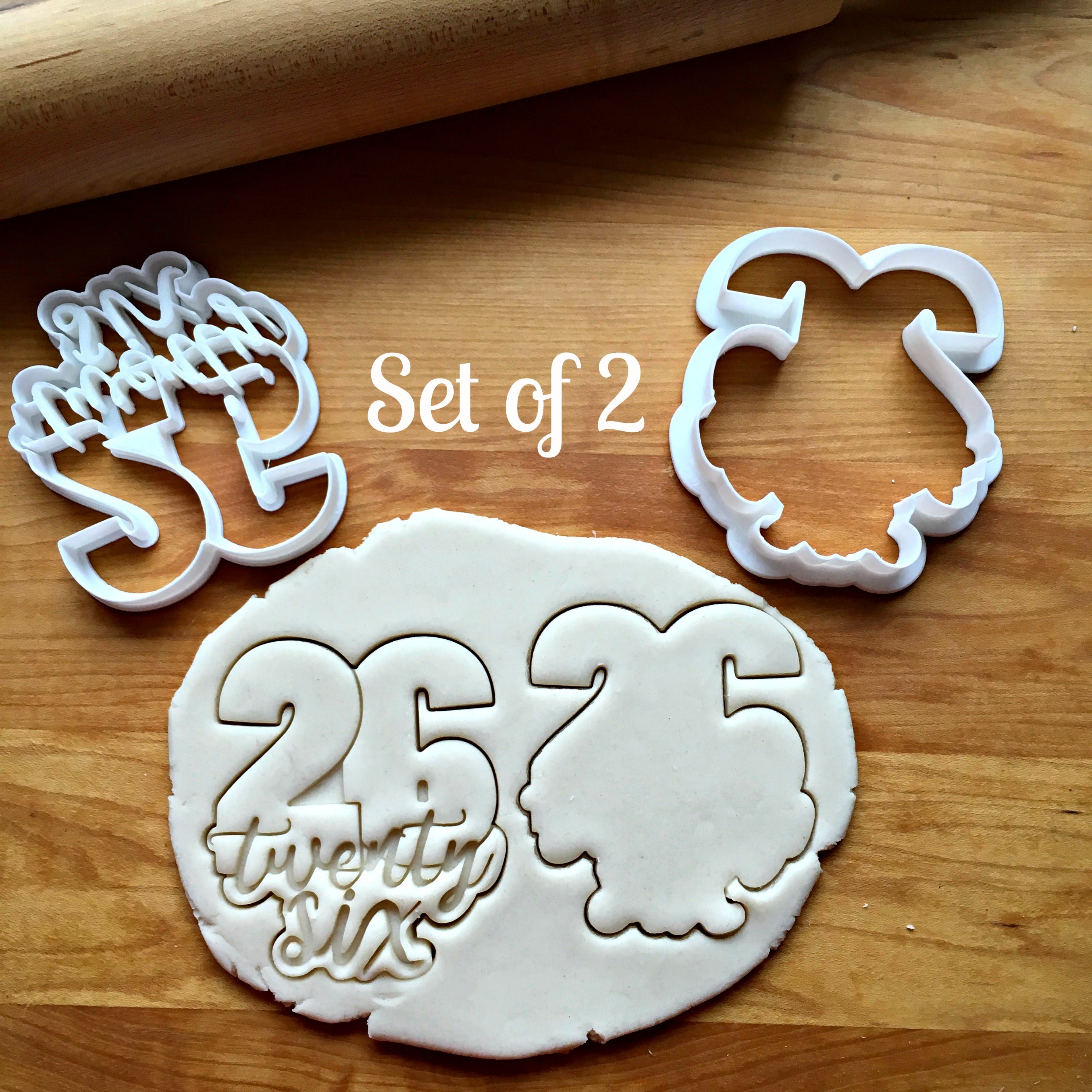 Set of 2 Lettered Number 26 Cookie Cutters/Dishwasher Safe