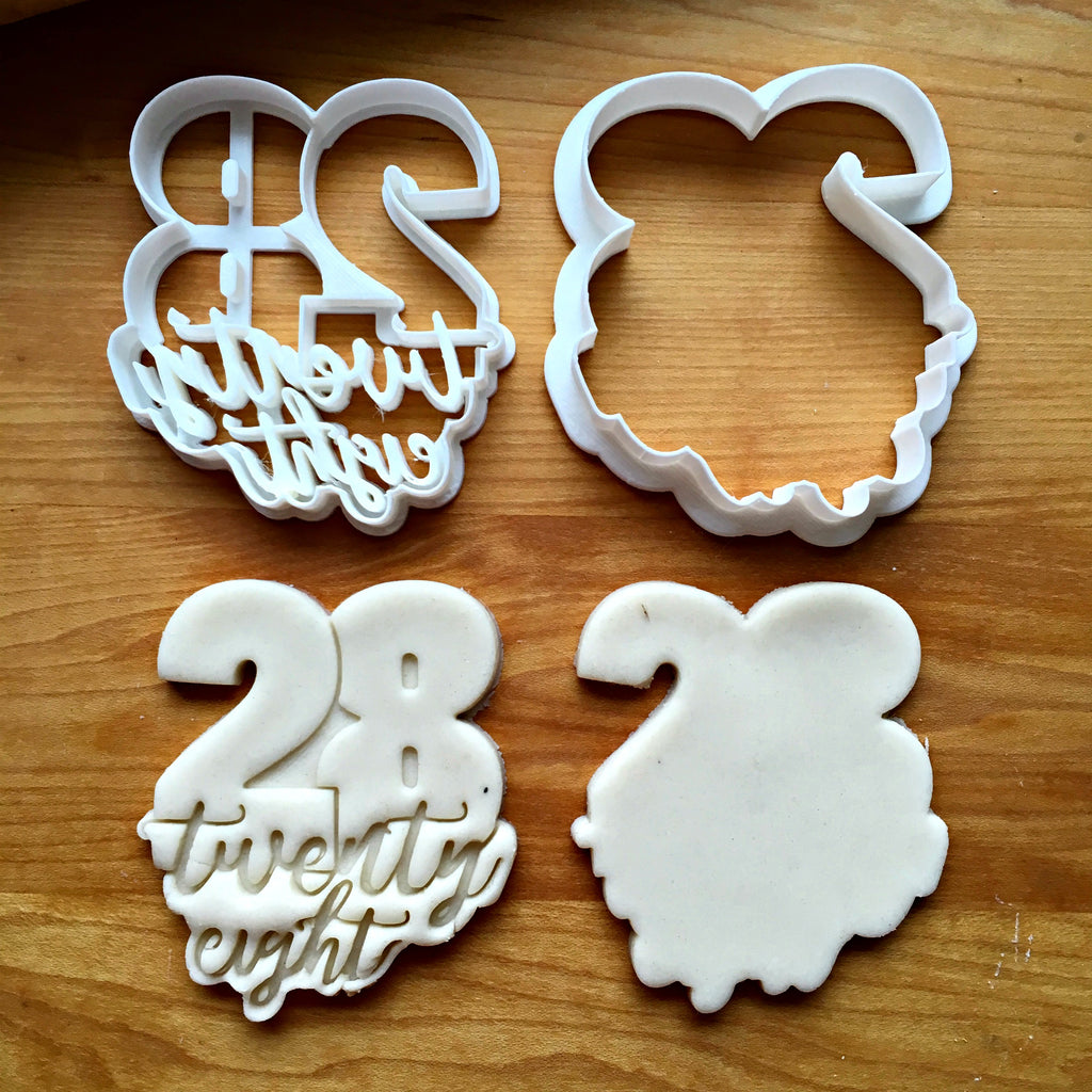 Set of 2 Lettered Number 28 Cookie Cutters/Dishwasher Safe