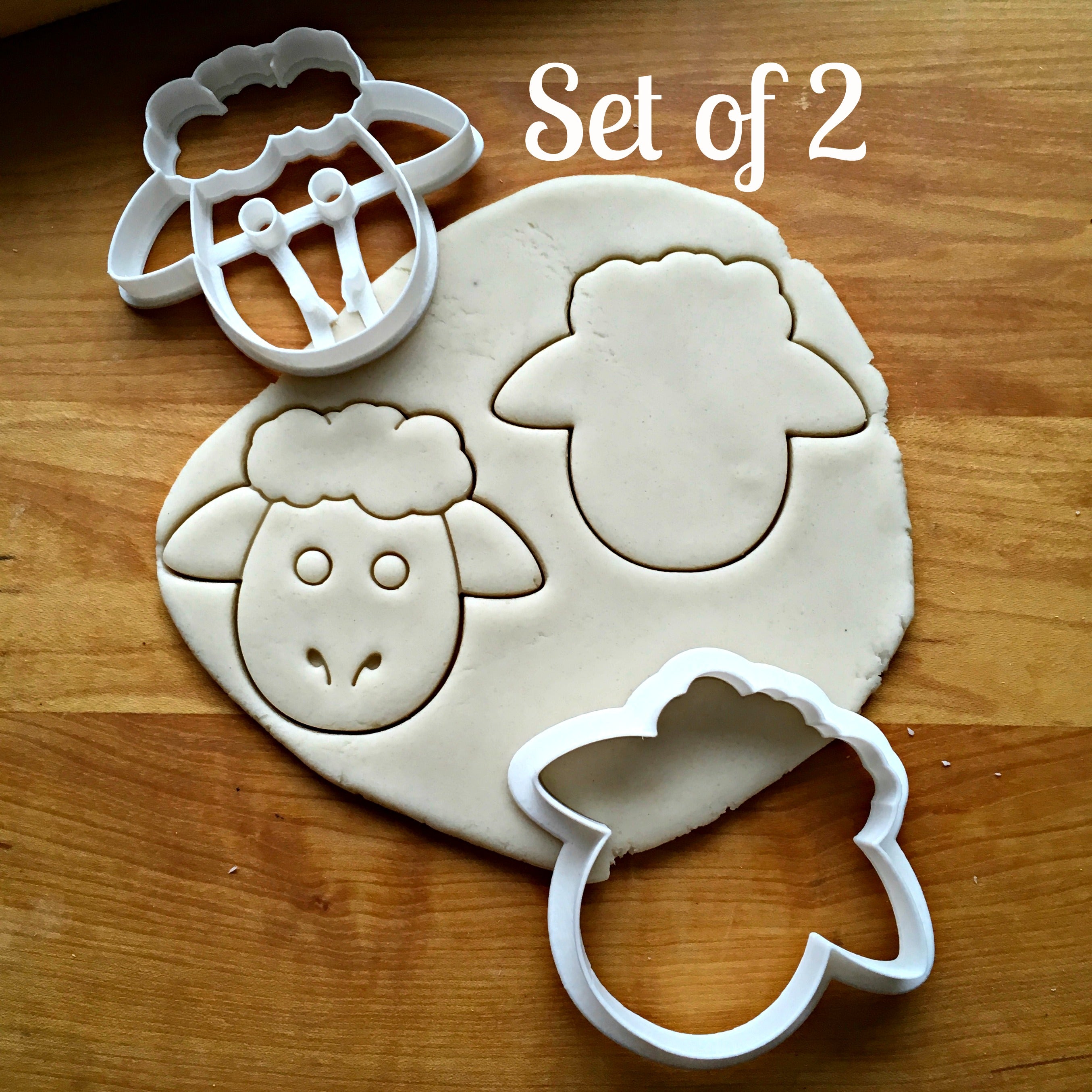 Set of 2 Sheep Face Cookie Cutters/Dishwasher Safe