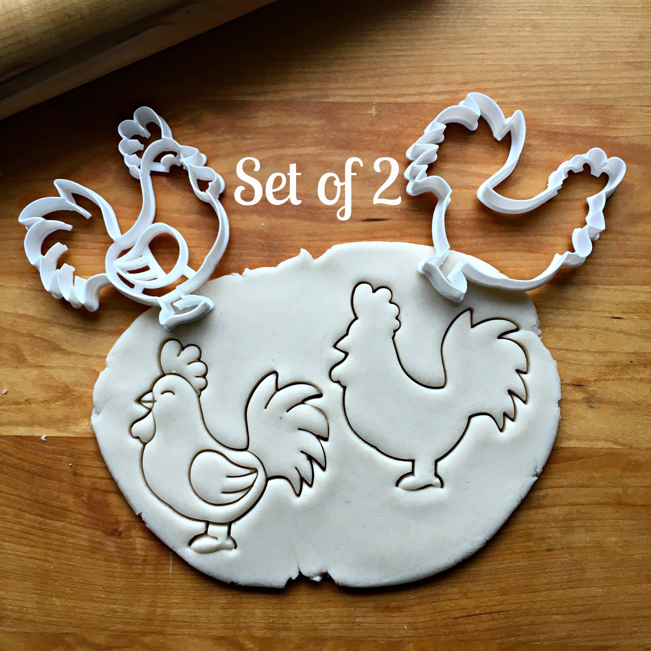 Set of 2 Rooster Cookie Cutters/Dishwasher Safe