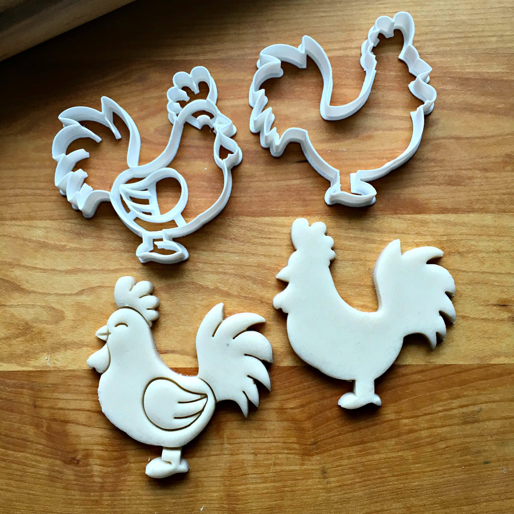 Set of 2 Rooster Cookie Cutters/Dishwasher Safe