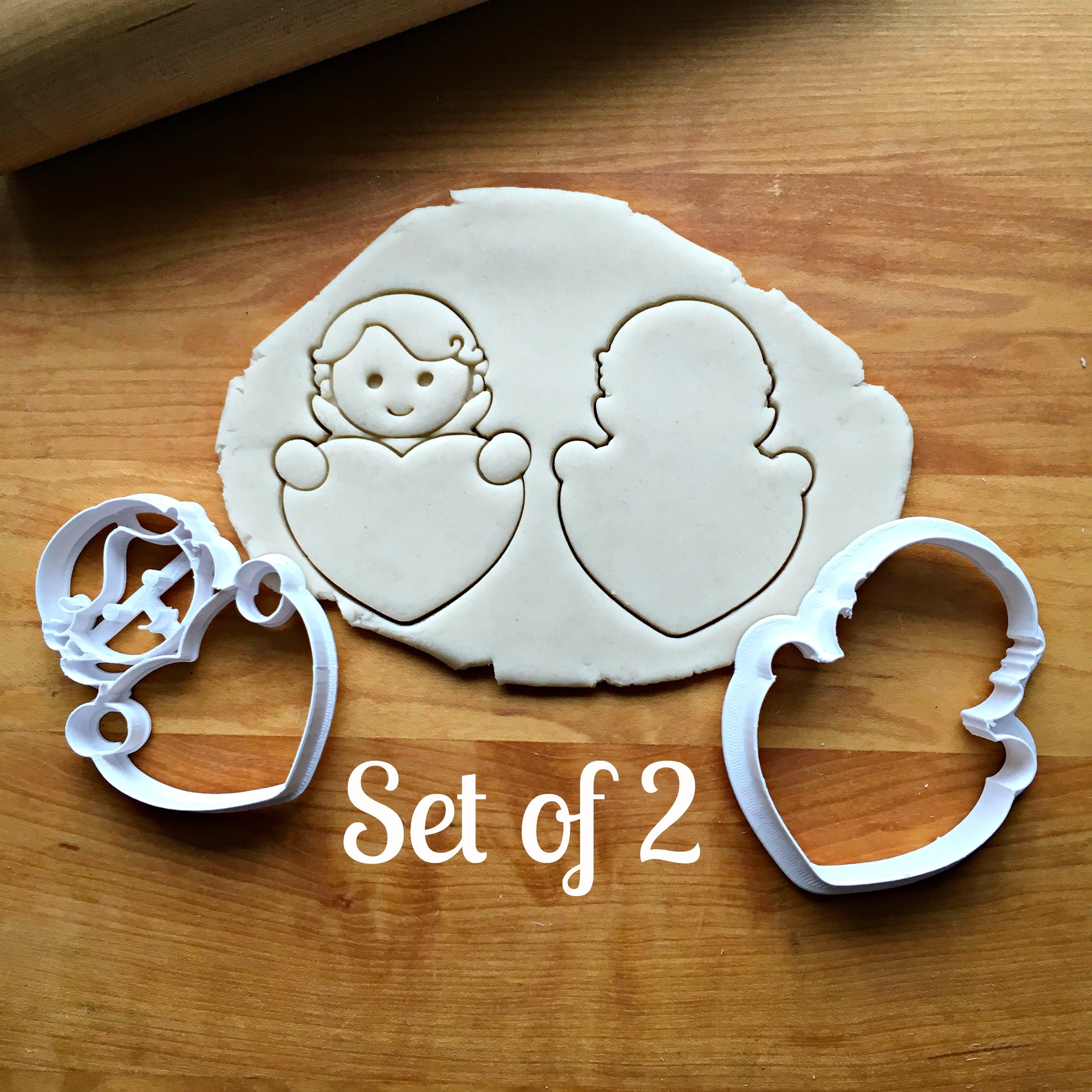 Set of 2 Cupid Heart Frame Cookie Cutters/Dishwasher Safe