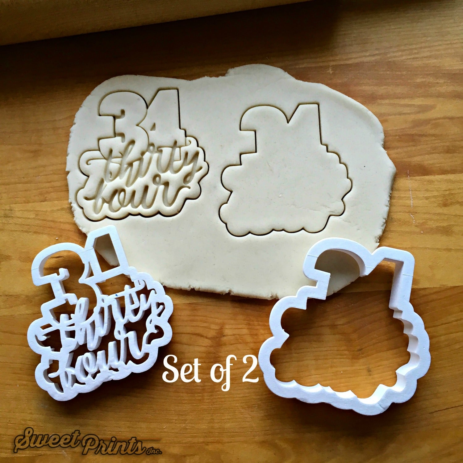 Set of 2 Lettered Number 34 Cookie Cutters/Dishwasher Safe