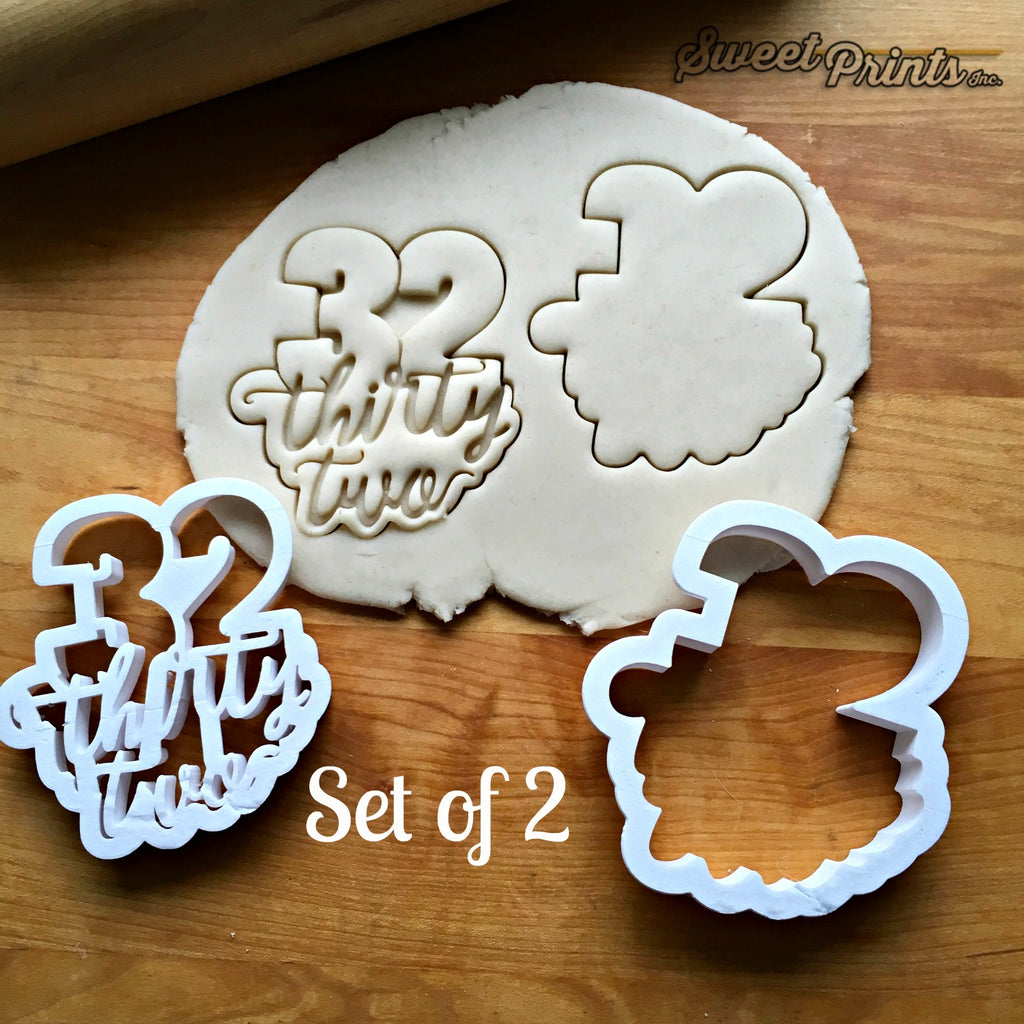 Set of 2 Lettered Number 32 Cookie Cutters/Dishwasher Safe