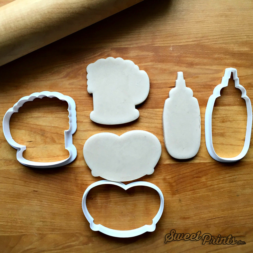 Set of 3 Beer Stein, Pretzel, Mustard Bottle Cookie Cutters/Dishwasher Safe