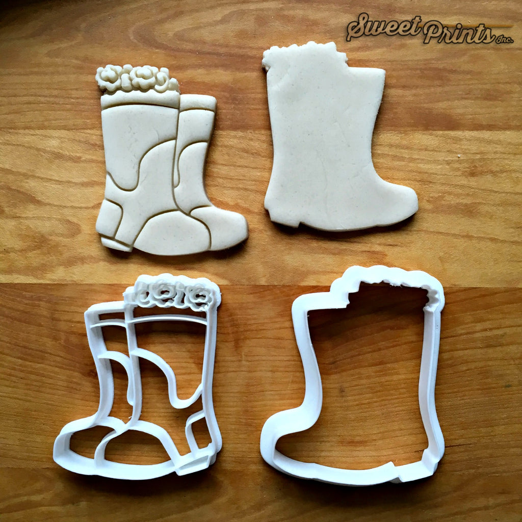 Set of 2 Rain Boots with Flowers Cookie Cutters/Dishwasher Safe