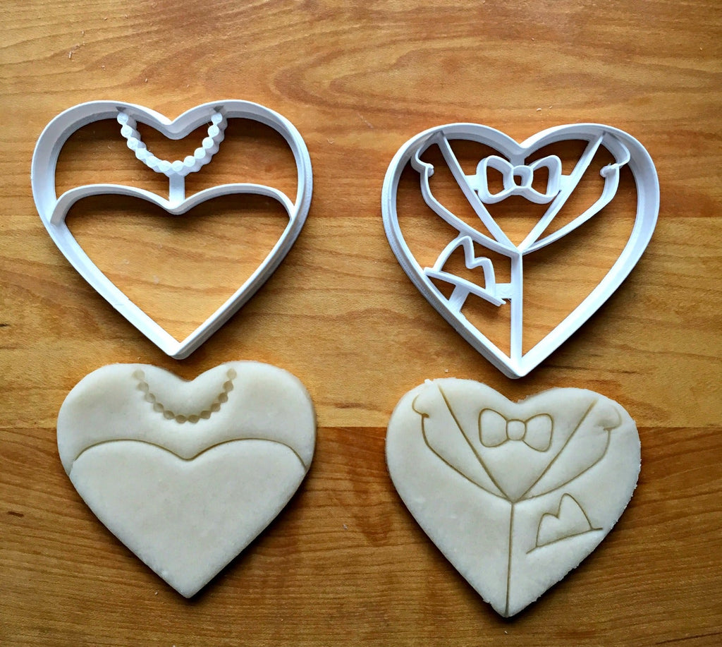 Set of 2 Bride and Groom Hearts Cookie Cutters/Dishwasher Safe