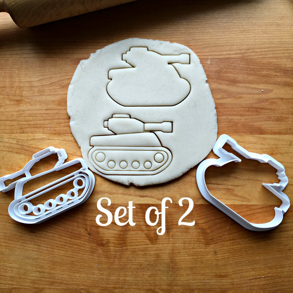 Set of 2 Army Tank Cookie Cutters/Multi-Size/Dishwasher Safe
