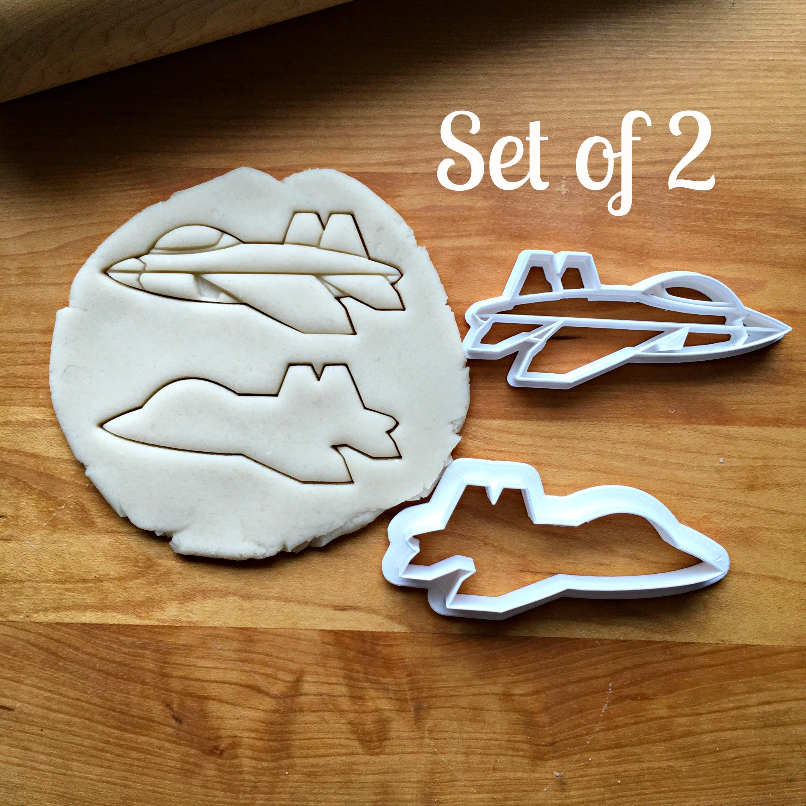 Set of 2 Fighter Jet Cookie Cutters/Multi-Size/Dishwasher Safe
