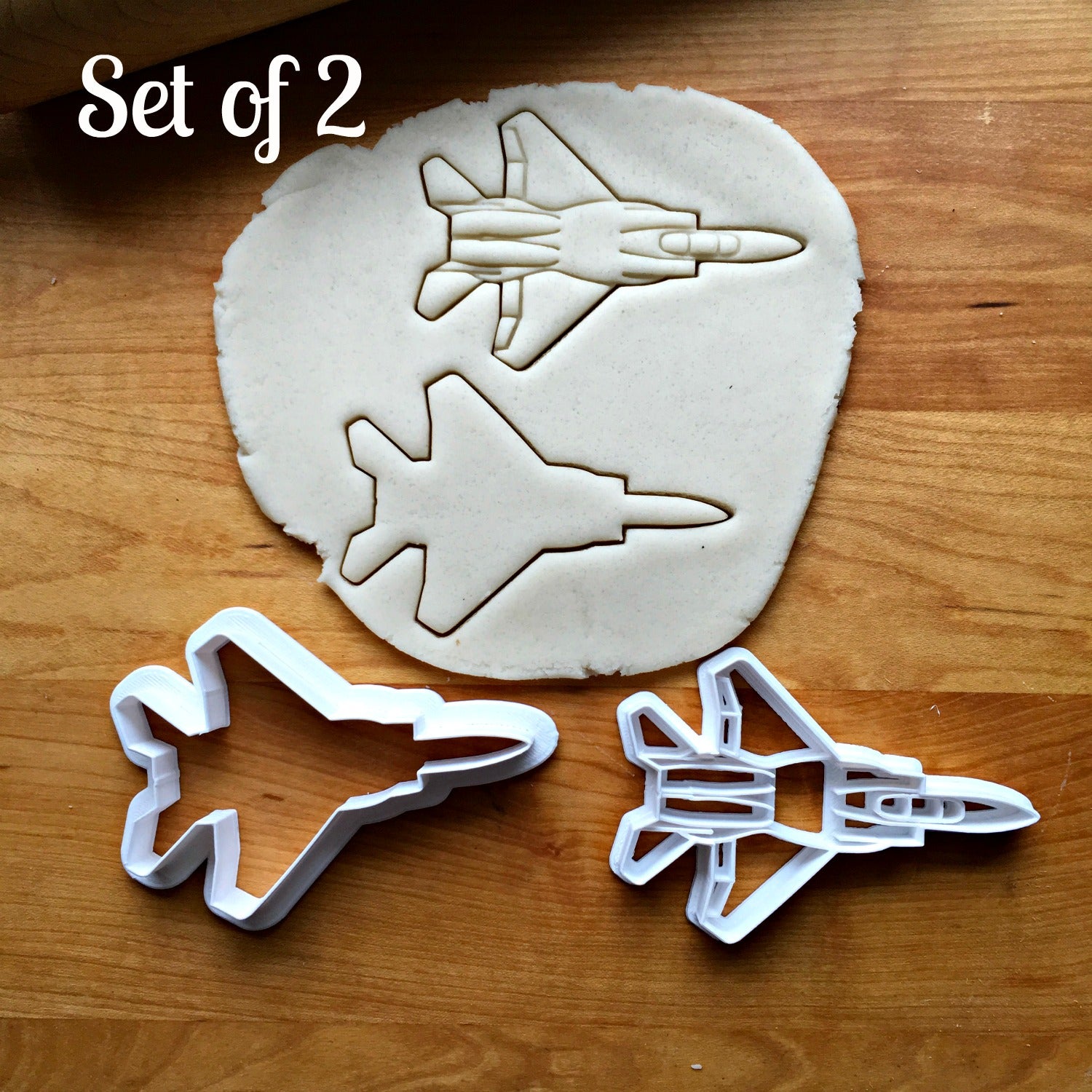 Set of 2 Fighter Jet Cookie Cutters/Multi-Size/Dishwasher Safe