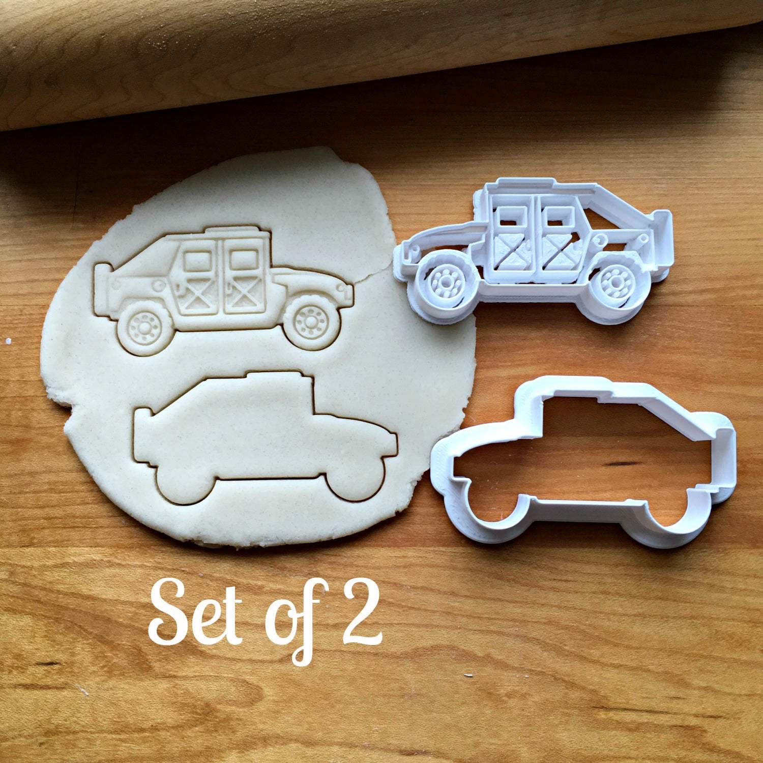 Set of 2 Military Truck Cookie Cutters/Multi-Size/Dishwasher Safe