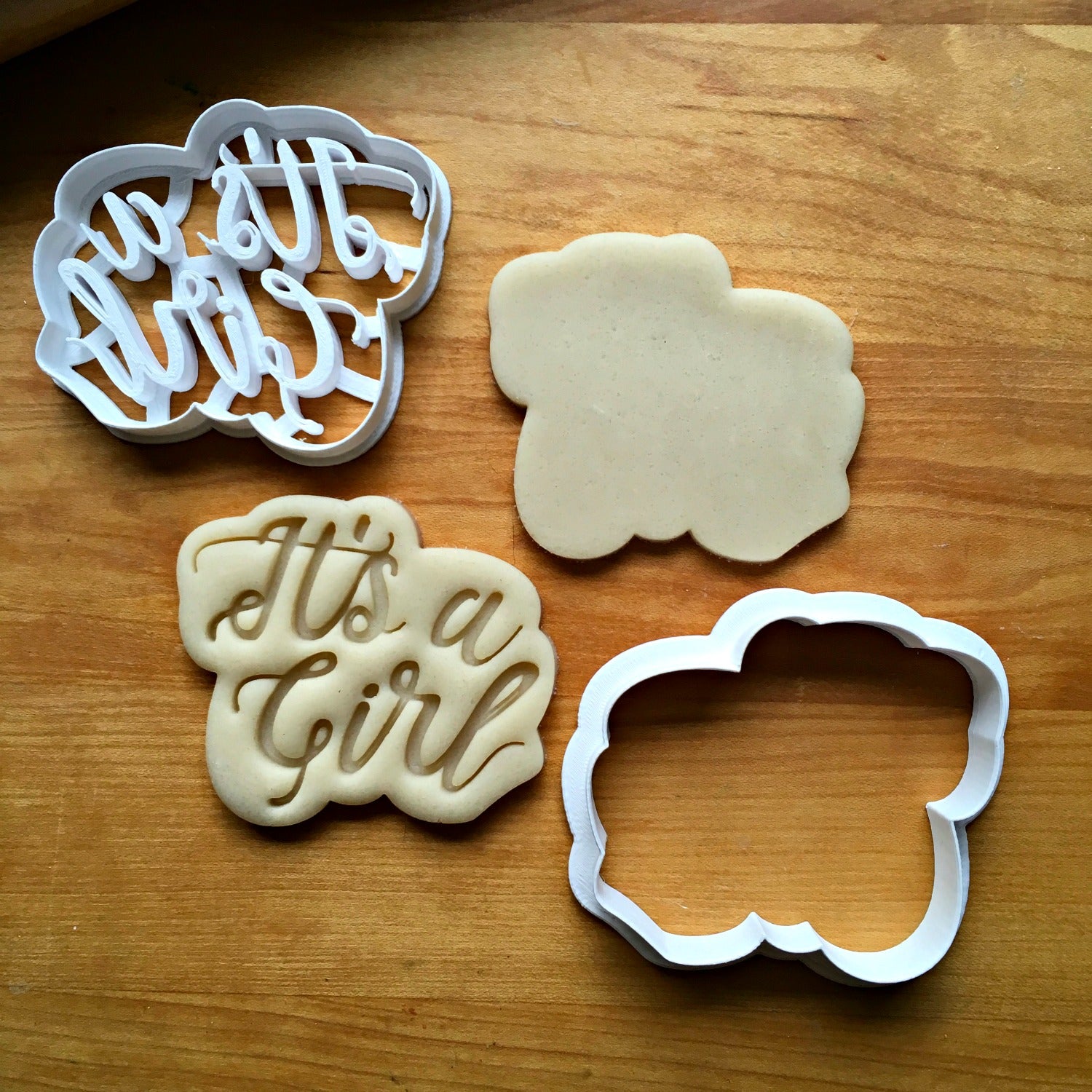 Set of 2 It's A Girl Script Cookie Cutters/Dishwasher Safe