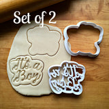Set of 2 It's A Boy Script Cookie Cutters/Dishwasher Safe