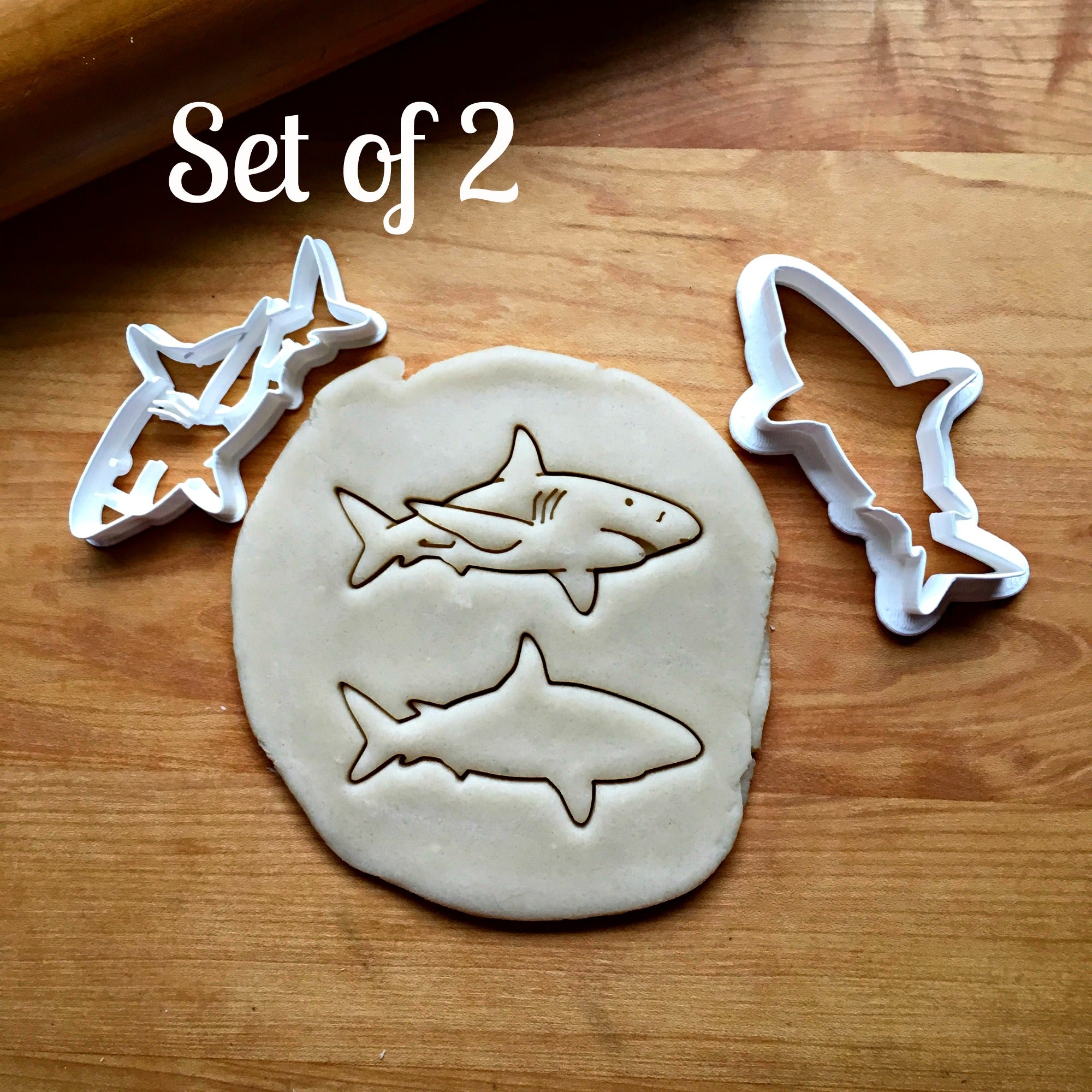 Set of 2 Great White Shark Cookie Cutters/Dishwasher Safe