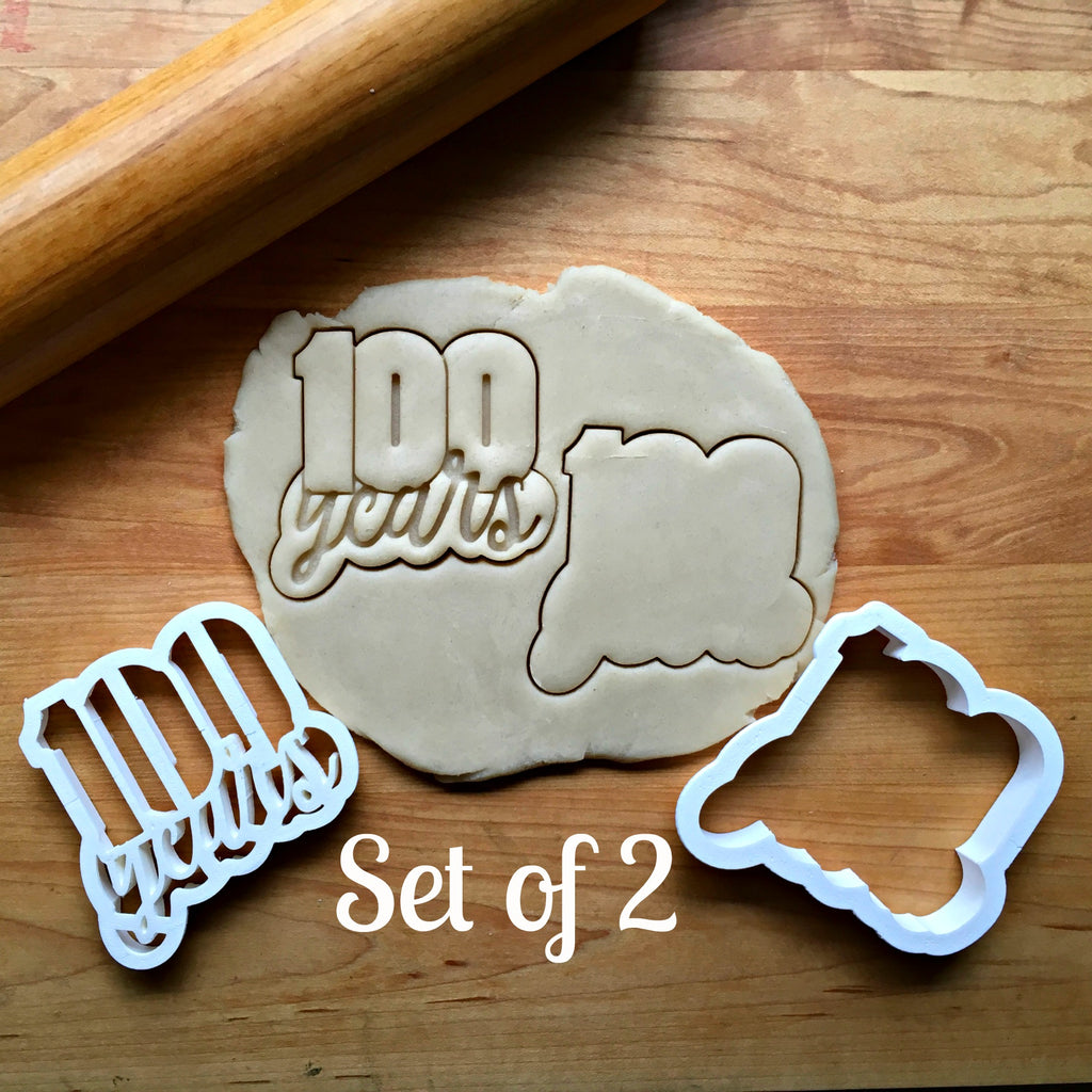 Set of 2 Lettered Number 100 Years Cookie Cutters/Dishwasher Safe