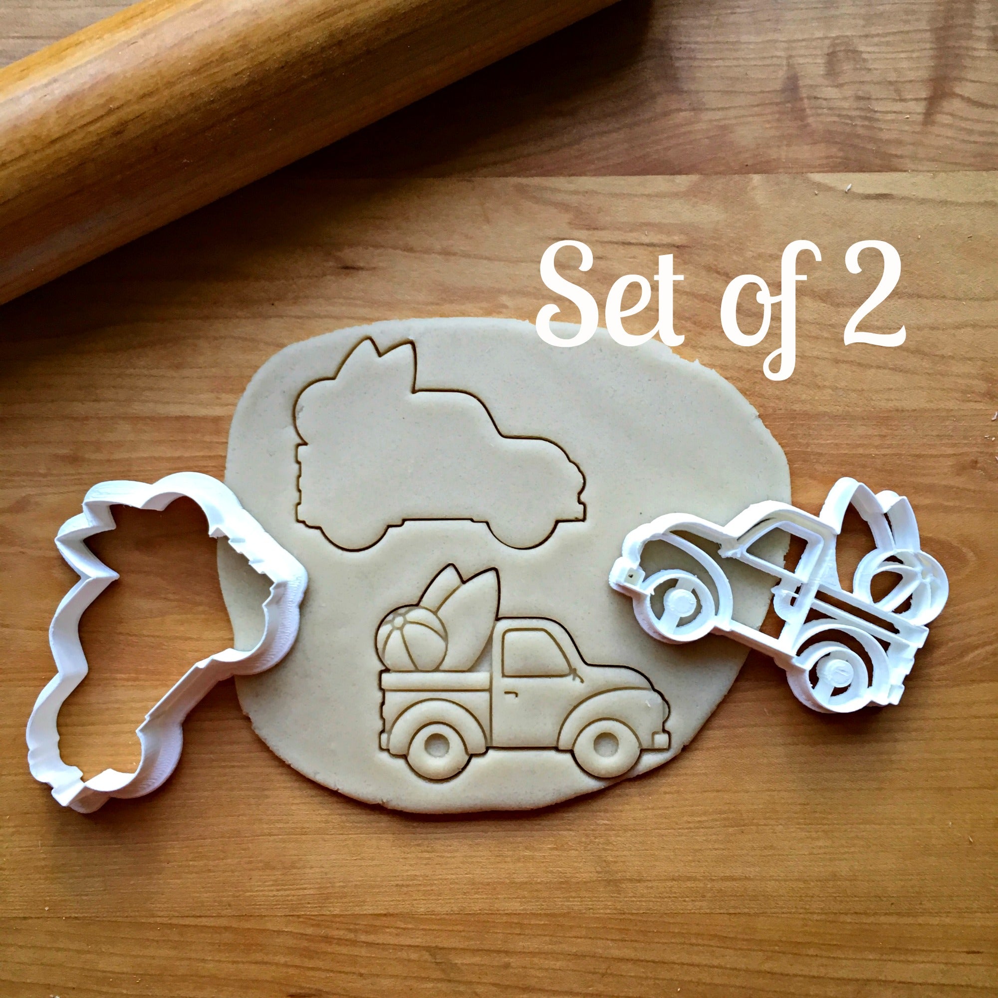 Set of 2 Beach Pickup Truck Cookie Cutters/Dishwasher Safe