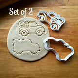 Set of 2 Christmas Pickup Truck with Wreath Cookie Cutters/Dishwasher Safe