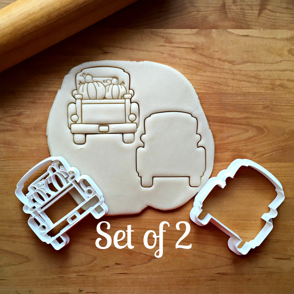 Set of 2 Pumpkin Truck with Tailgate Cookie Cutters/Dishwasher Safe