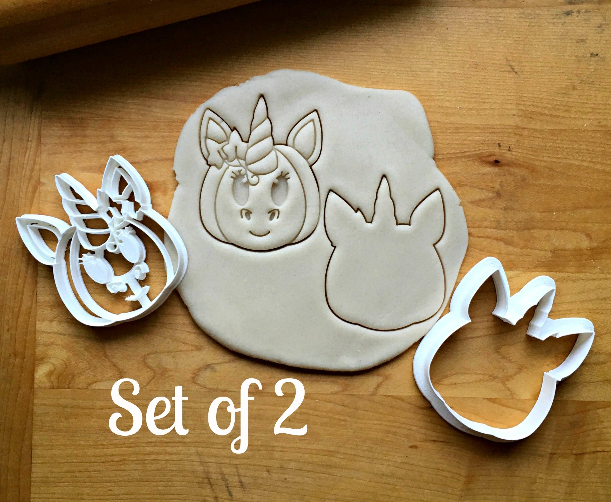 Set of 2 Unicorn Pumpkin Cookie Cutters/Dishwasher Safe