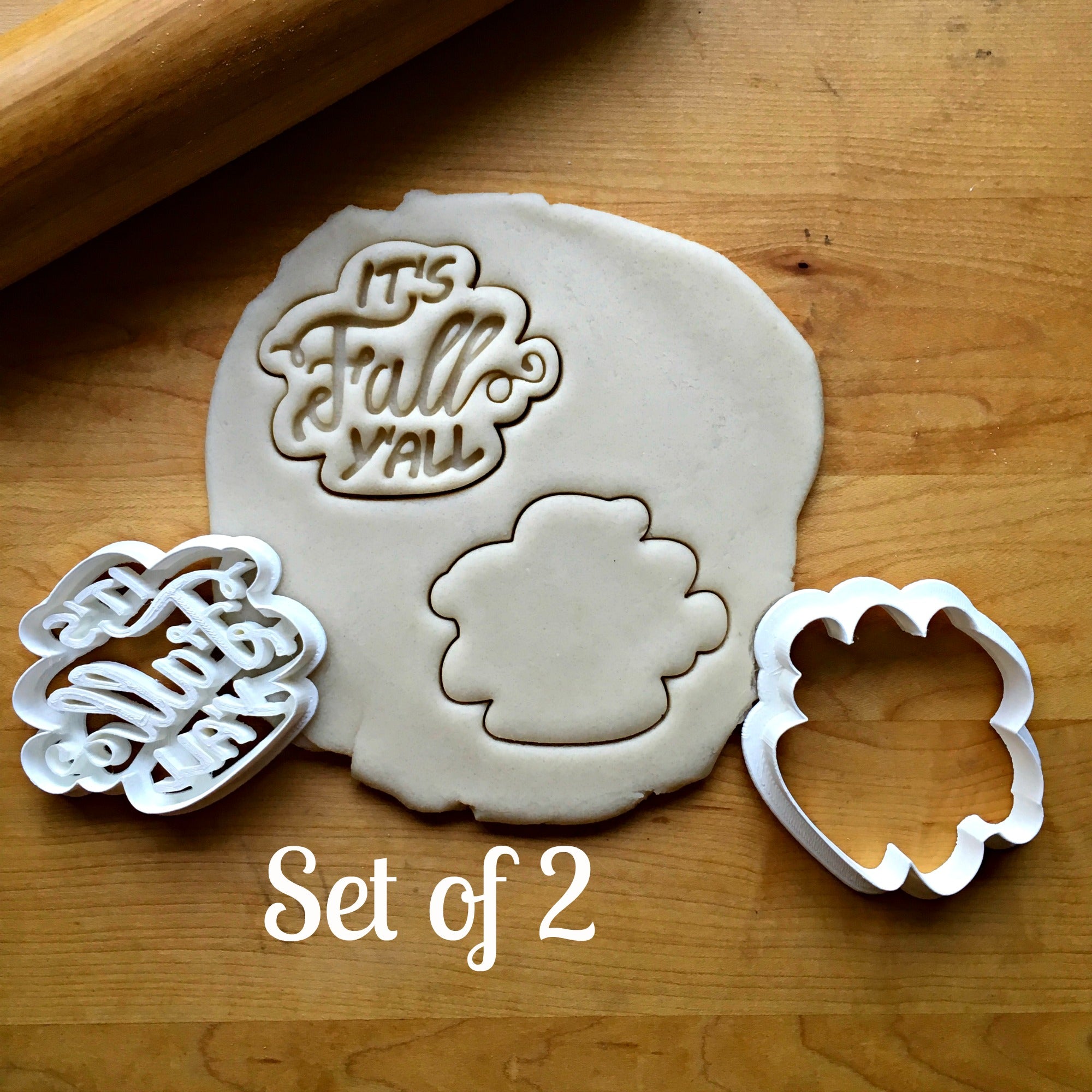 Set of 2 It's Fall Y'all Script Cookie Cutters/Dishwasher Safe