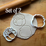 Set of 2 Pumpkin with Flowers Cookie Cutters/Dishwasher Safe