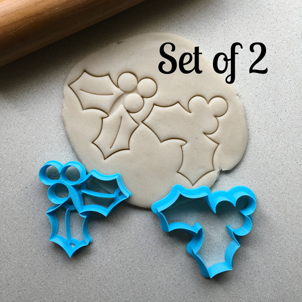 Set of 2 Holly Cookie Cutters/Dishwasher Safe