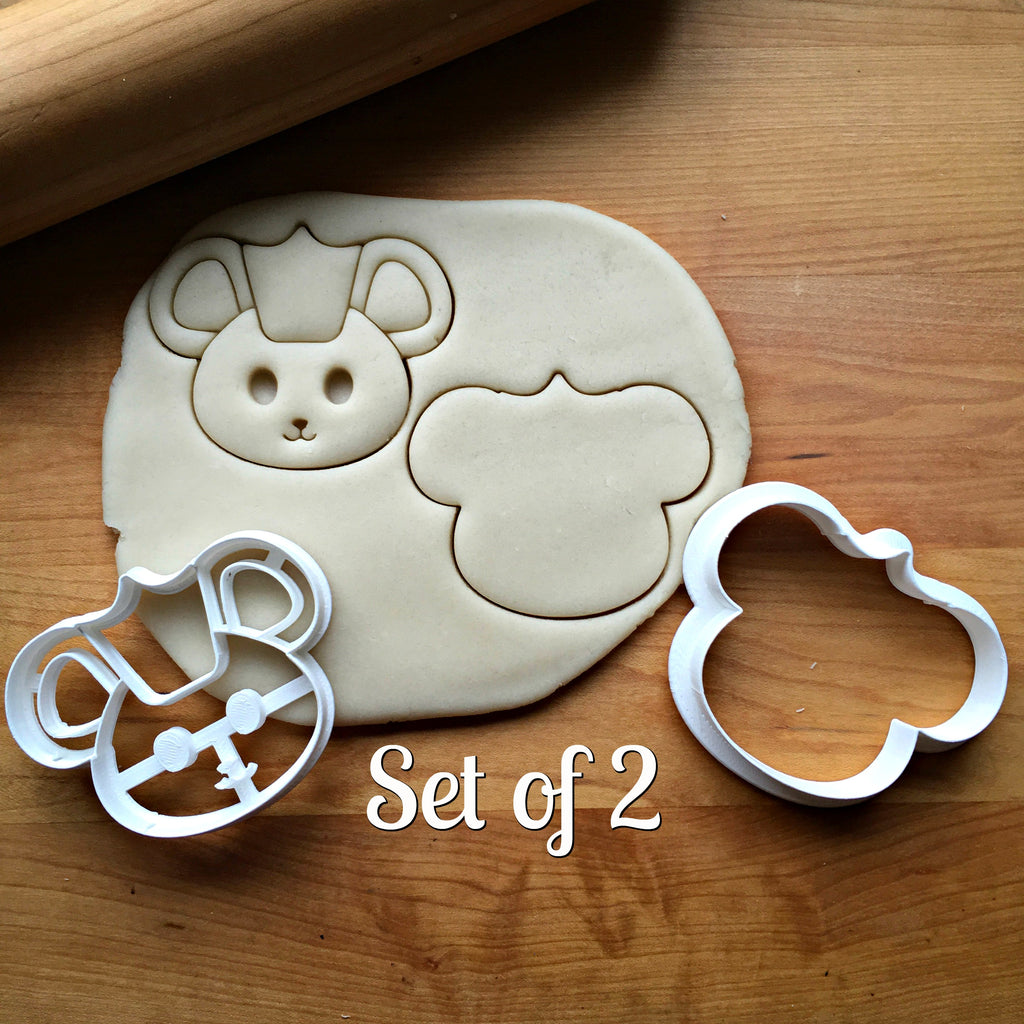 Set of 2 Cute Mouse King Cookie Cutters/Dishwasher Safe