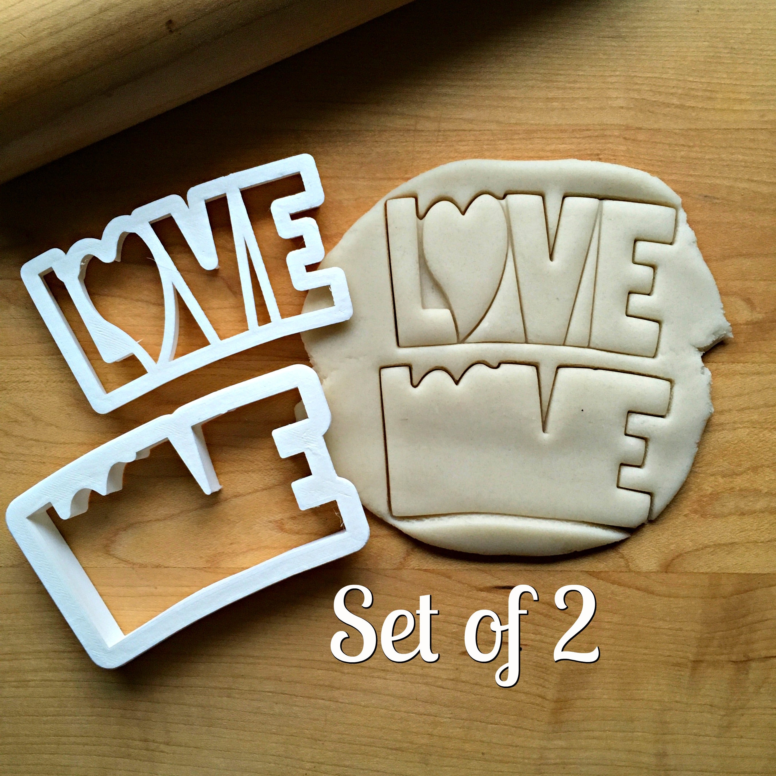 Set of 2 LOVE Cookie Cutters/Dishwasher Safe