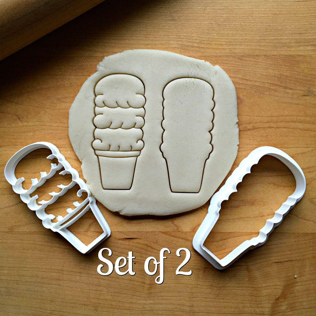 Set of 2 Triple Scoop Ice Cream Cone Cookie Cutters/Dishwasher Safe