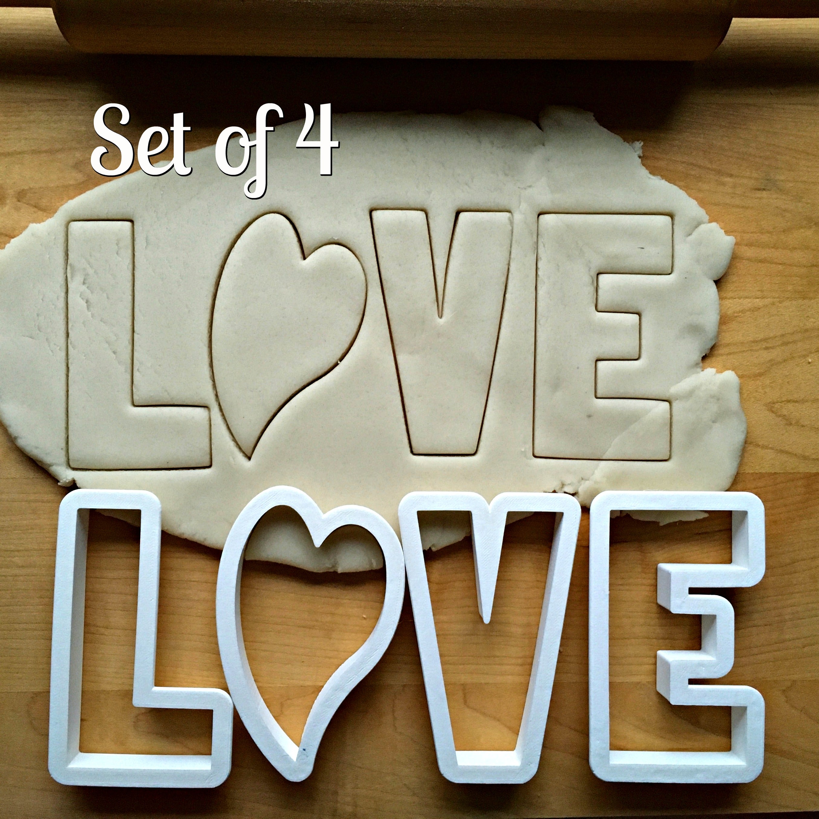 Set of 4 LOVE Cookie Cutters/Dishwasher Safe