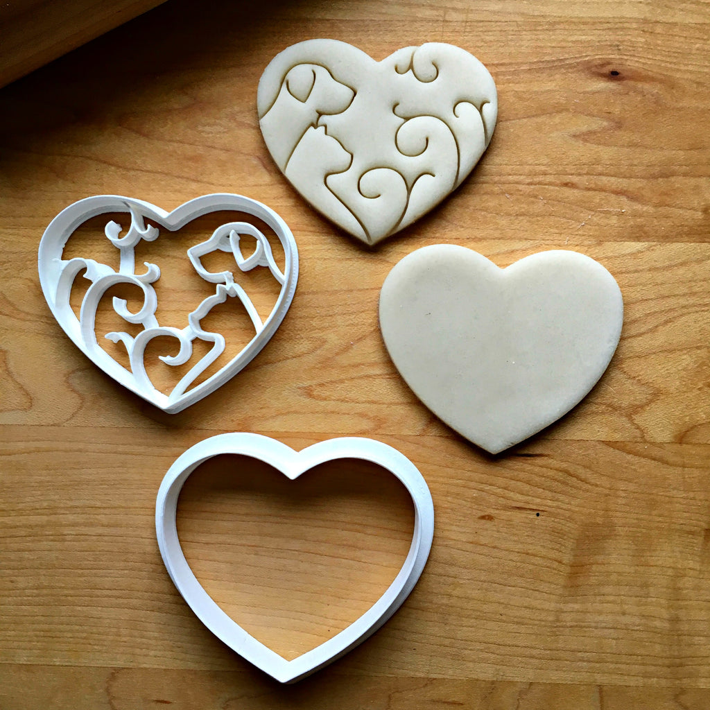Set of 2 Dog and Cat Heart Cookie Cutters/Dishwasher Safe
