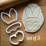 Set of 3 Bunny Ears, Plaque, and Feet Cookie Cutters/Dishwasher Safe