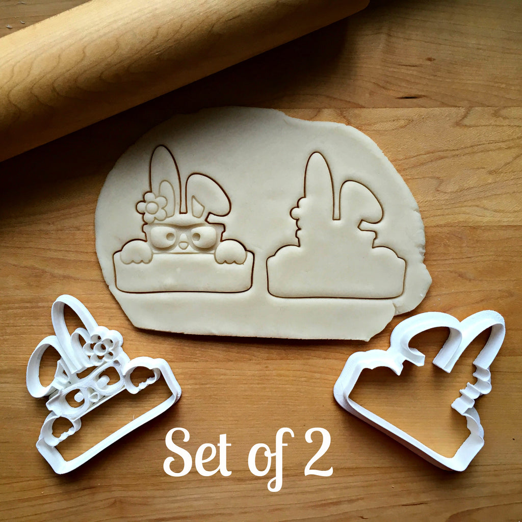 Set of 2 Girl Bunny Plaque Cookie Cutters/Dishwasher Safe