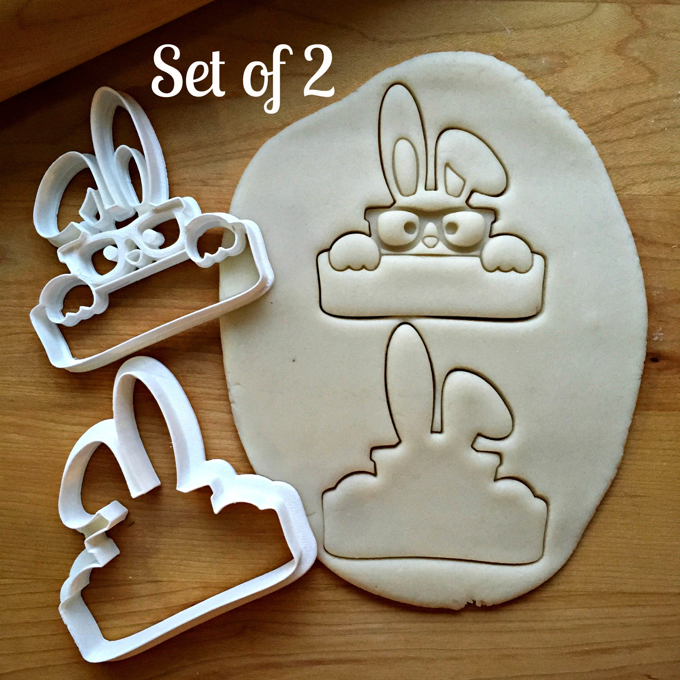 Set of 2 Bunny Plaque Cookie Cutters/Dishwasher Safe