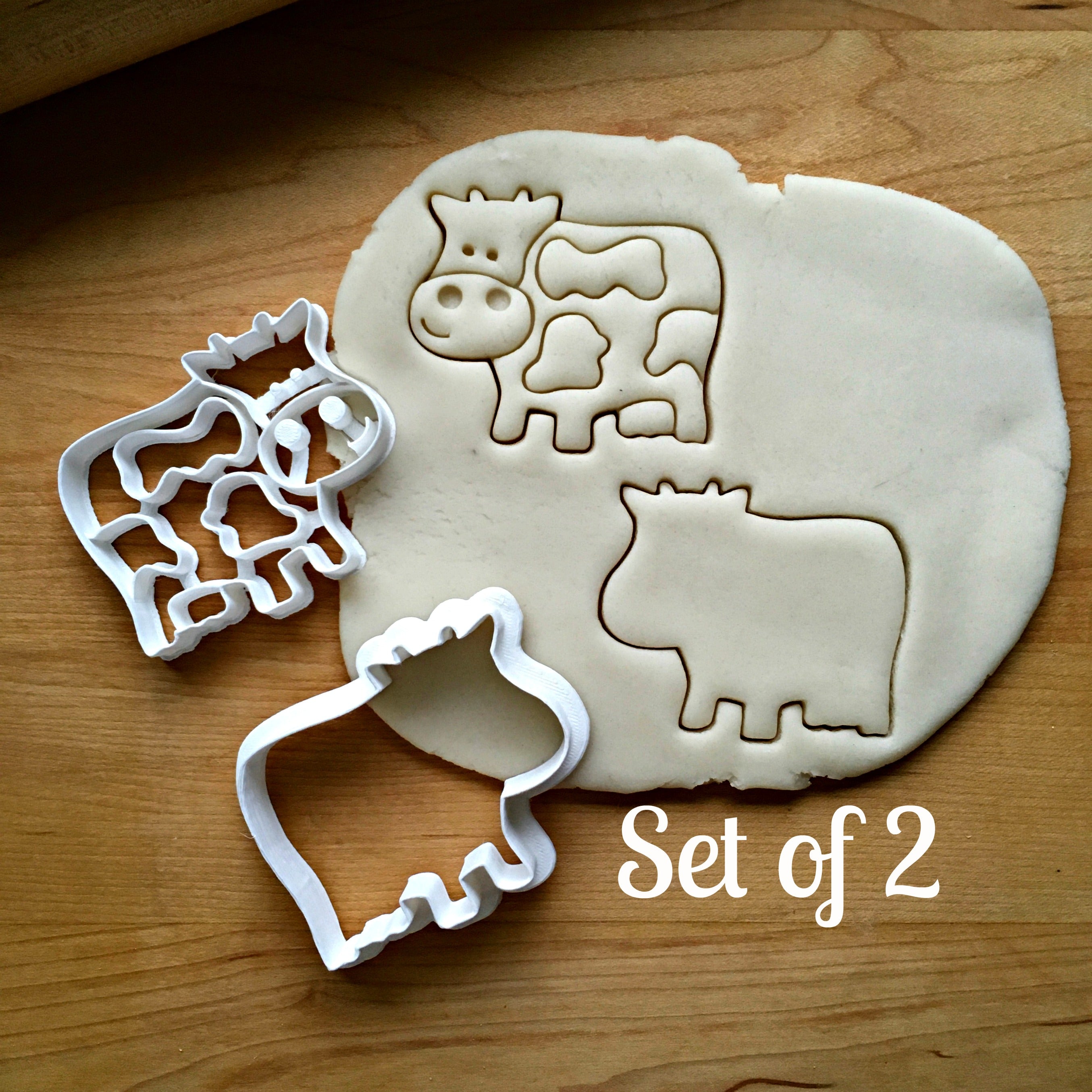 Set of 2 Cow Cookie Cutters/Dishwasher Safe