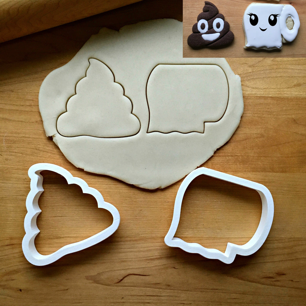 Set of 2 Poop Emoji and Toilet Paper Roll Cookie Cutters/Dishwasher Safe