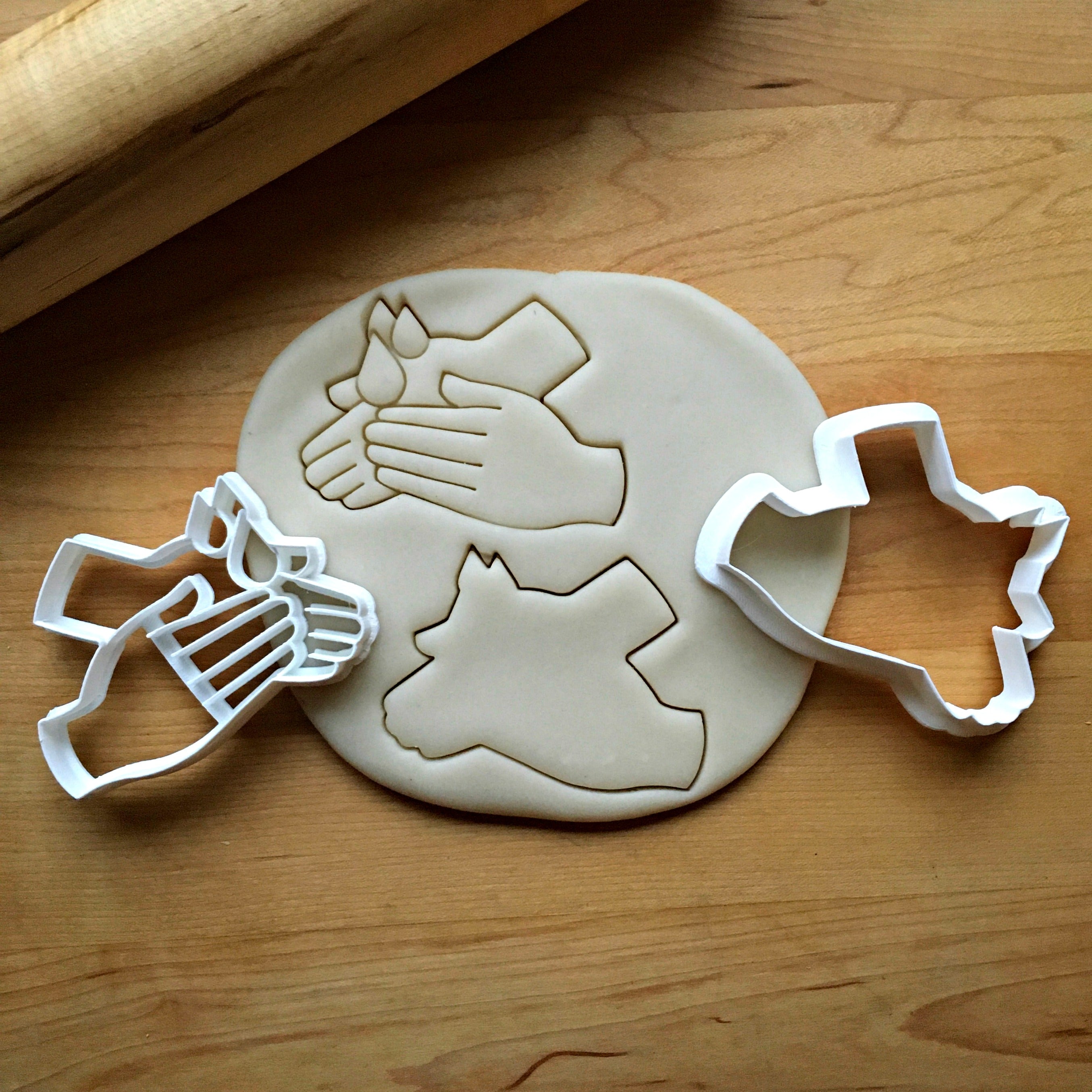 Set of 2 Hand Washing Cookie Cutters/Dishwasher Safe