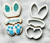 Set of 3 Bunny Ears, Plaque, and Feet Cookie Cutters/Dishwasher Safe